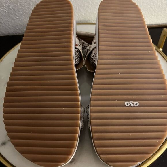 Lucky Brand Platform Wedge Sandals Animal Snake Tan White 10 - Picture 7 of 8